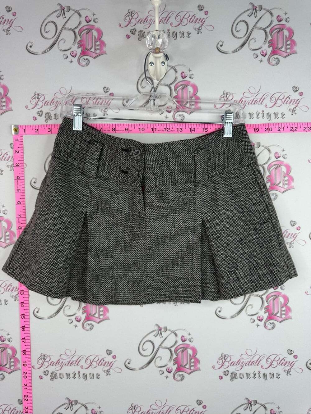 American Eagle Outfitters Black and Gray Tweed Pleated Mini Skirt